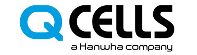 Q CELLS logo, a Hanwha company partnered with Go Local Powur for sustainable solar energy solutions.